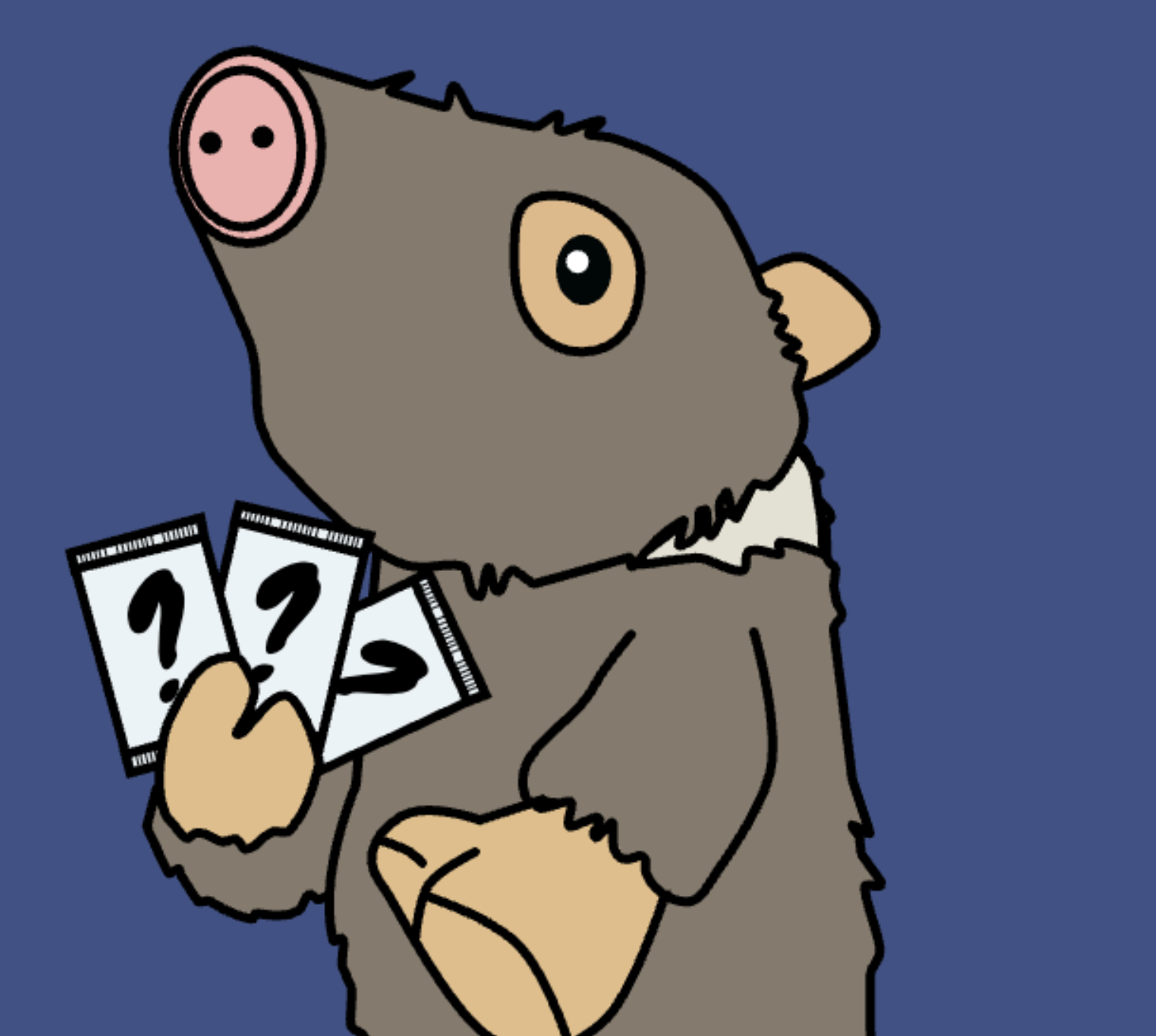 Porkin Rips mascot holding mystery card packs